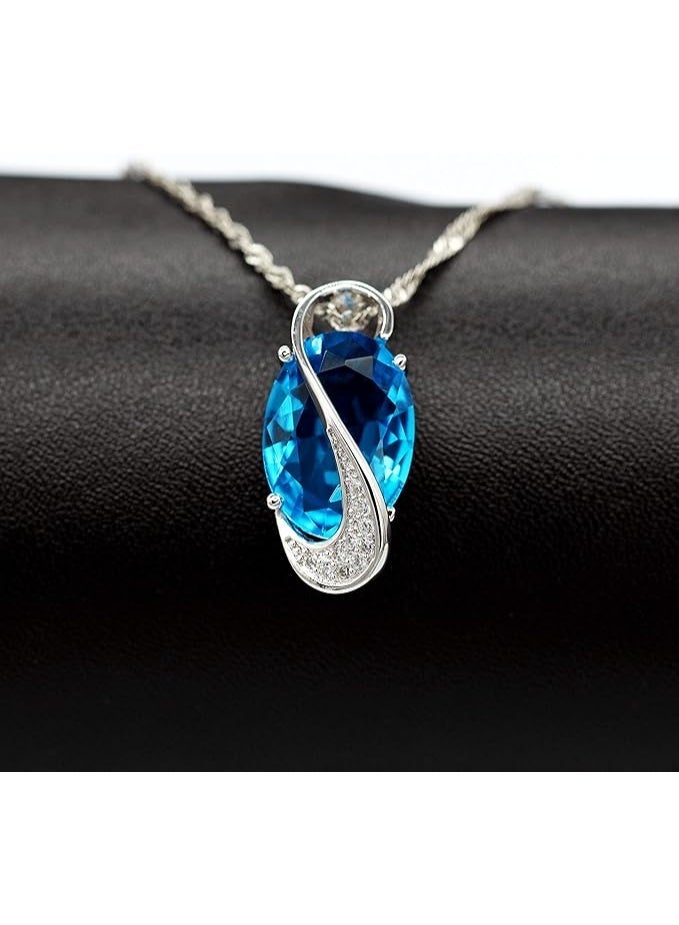 DubaiGallery قلادة جديدة من الفضة الإسترلينية 925 مع قلادة مجموعة مجوهرات الزفاف العصرية متعددة الألوان من الكريستال والزركون مع أقراط وخاتم لنساء مجموعة إكسسوارات للحفلات - Image 3